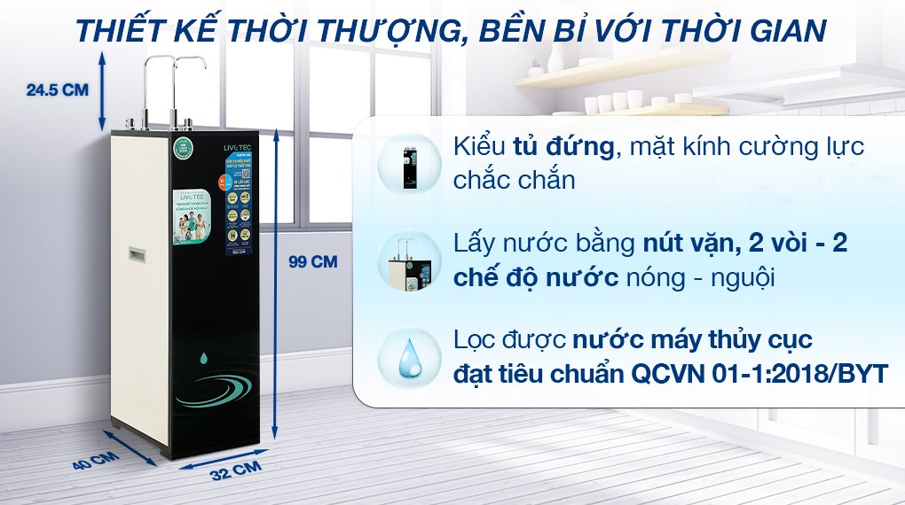 Máy lọc nước RO nóng nguội Hydrogen Livotec 635 10 lõi