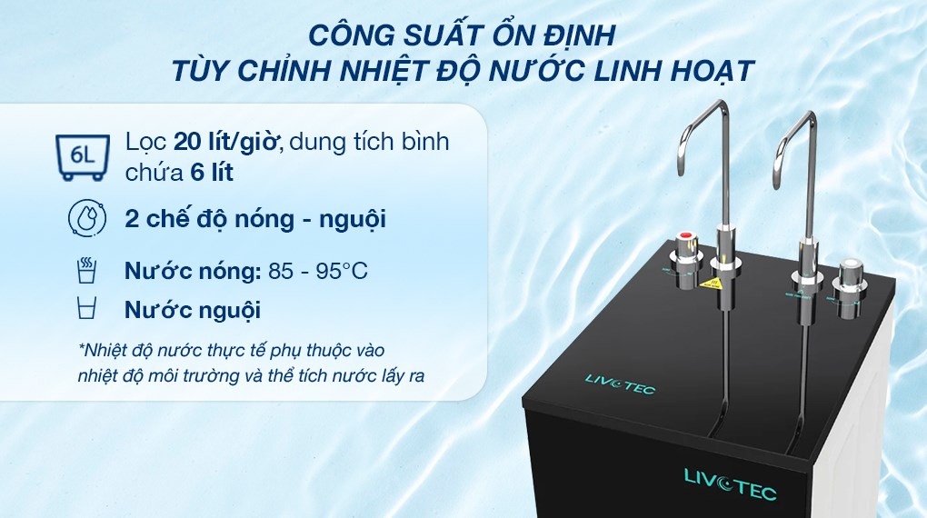Máy lọc nước RO nóng nguội Hydrogen Livotec 635 10 lõi
