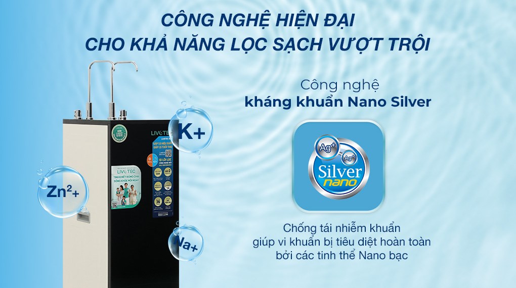 Máy lọc nước RO nóng nguội Hydrogen Livotec 635 10 lõi