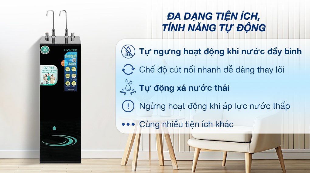 Máy lọc nước RO nóng nguội Hydrogen Livotec 635 10 lõi
