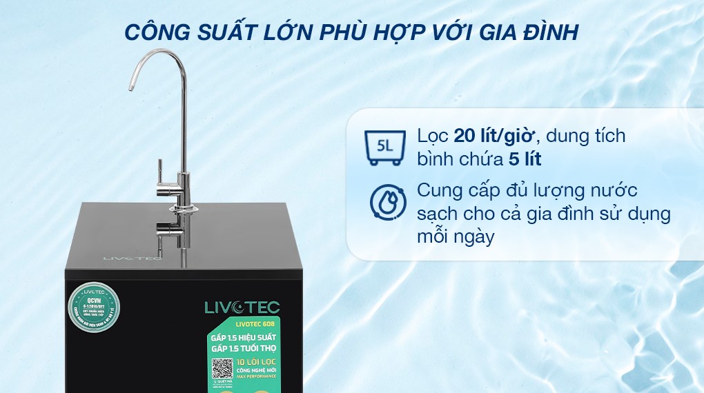 Máy lọc nước RO Hydrogen Livotec 608 10 lõi