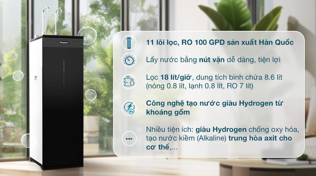 Máy lọc nước RO nóng nguội lạnh Hydrogen Kangaroo KG11A2 11 lõi