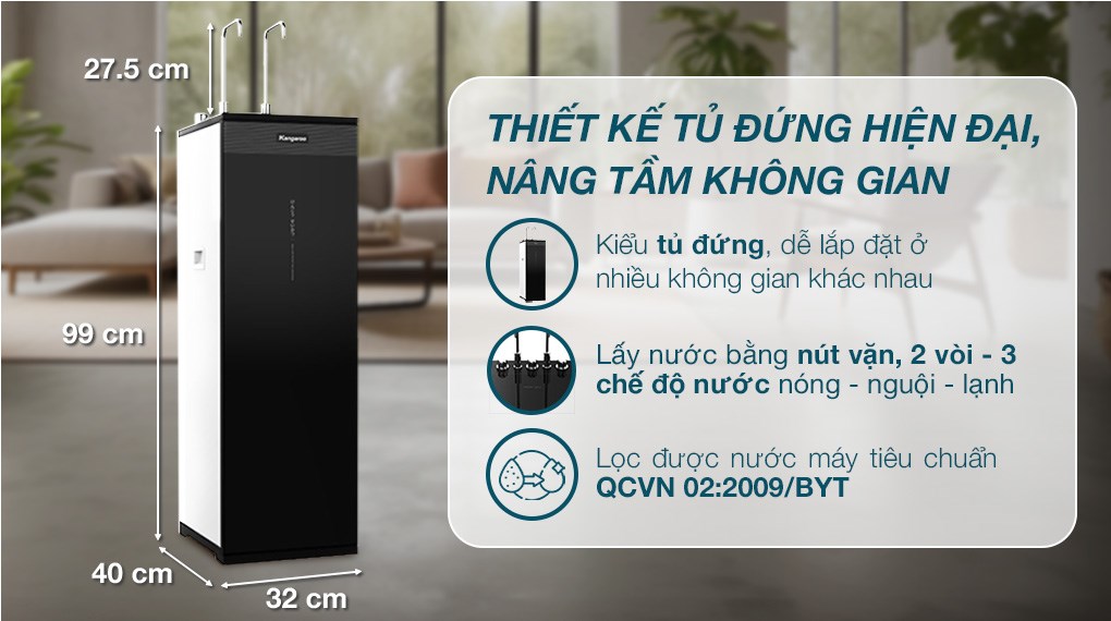 Máy lọc nước RO nóng nguội lạnh Hydrogen Kangaroo KG11A2 11 lõi