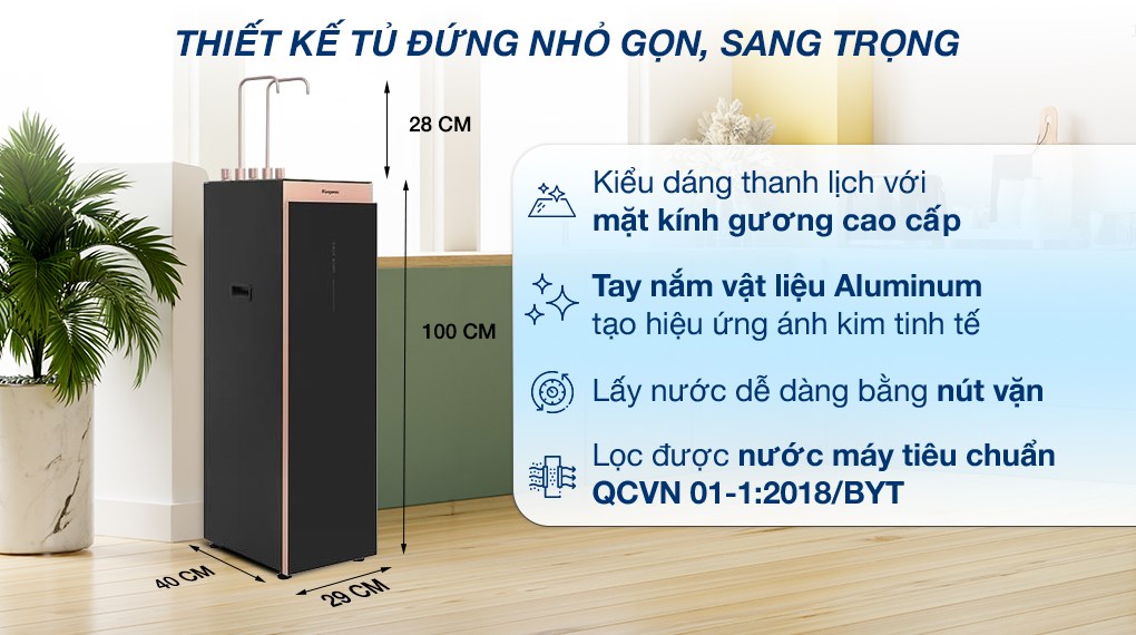 Máy lọc nước RO nóng nguội lạnh Hydrogen ion kiềm Kangaroo Sumire KGHC12A3 12 lõi
