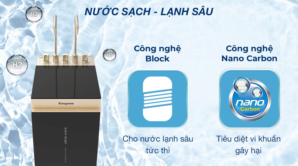 Máy lọc nước RO nóng nguội lạnh Hydrogen ion kiềm Kangaroo Sumire KGHC12A3 12 lõi