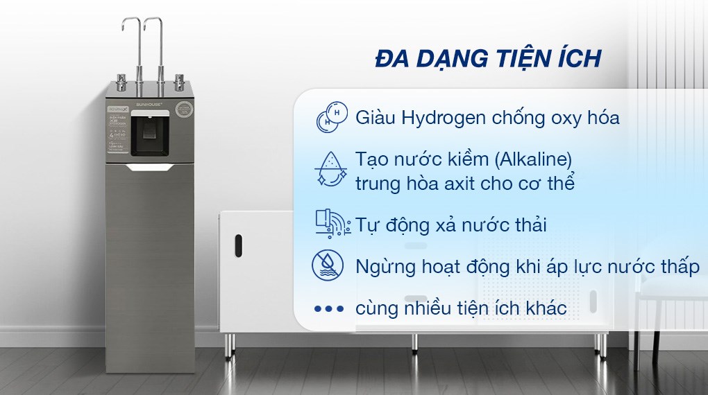 Máy lọc nước RO nóng nguội lạnh Hydrogen Sunhouse UltraX SHA76658SH 11 lõi