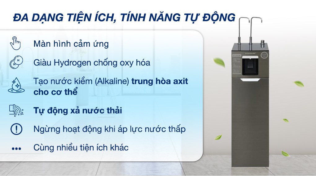 Máy lọc nước RO nóng nguội lạnh Hydrogen Sunhouse UltraX SHA76688SH 11 lõi