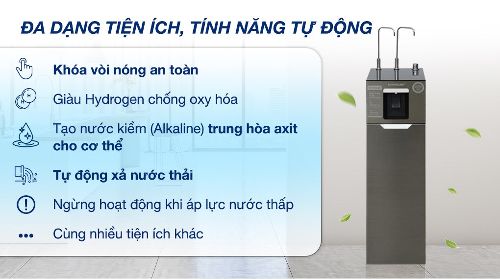 Máy lọc nước RO nóng nguội lạnh Hydrogen Sunhouse UltraX SHA76688SH 11 lõi - 13
