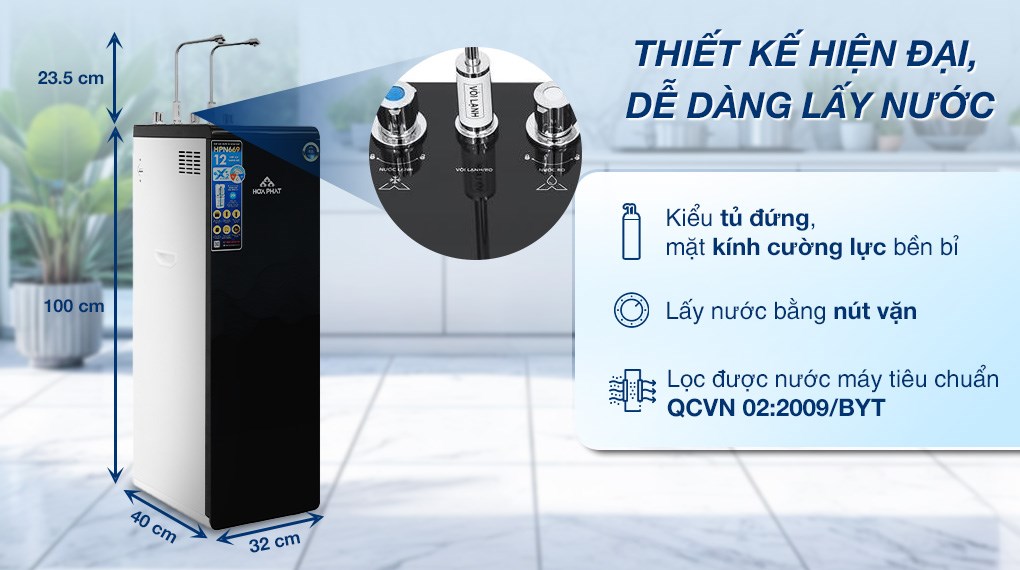 Máy lọc nước RO nóng nguội lạnh Hydrogen Hòa Phát HPN669 12 lõi