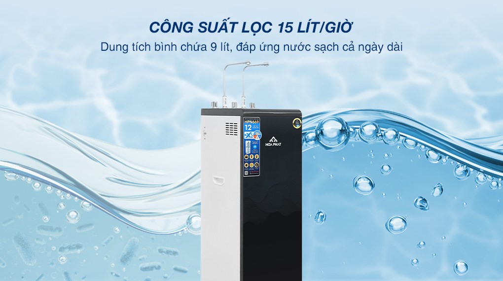 Máy lọc nước RO nóng nguội lạnh Hydrogen Hòa Phát HPN669 12 lõi