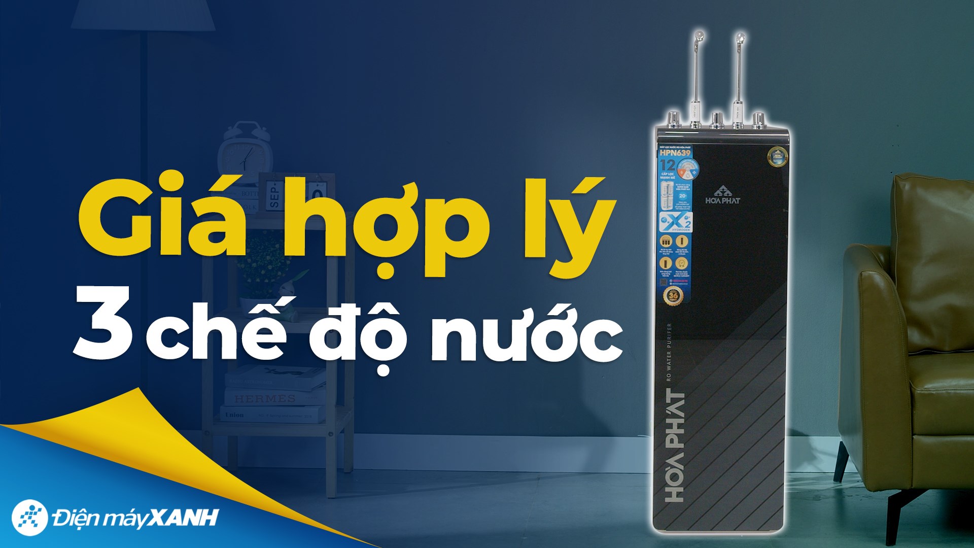 Máy lọc nước RO nóng nguội lạnh Hòa Phát HPN639 12 lõi