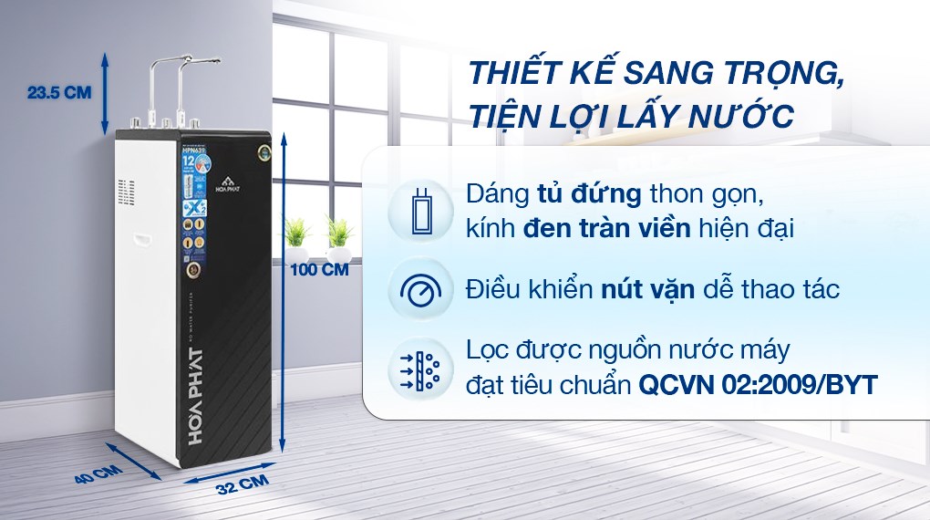 Máy lọc nước RO nóng nguội lạnh Hydrogen Hòa Phát HPN639 12 lõi