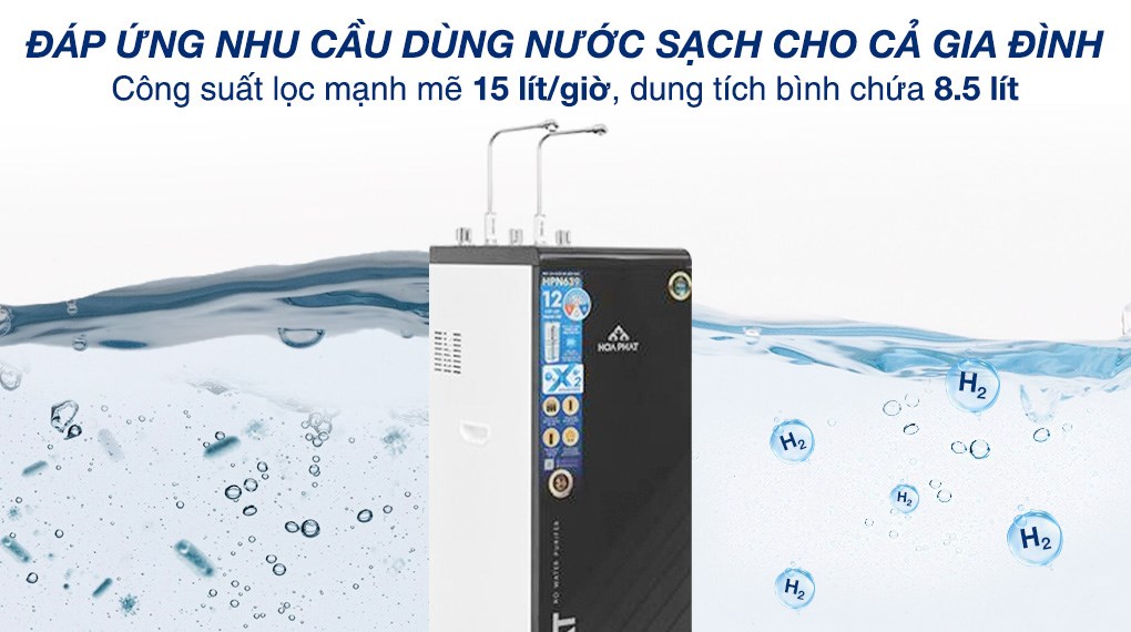 Máy lọc nước RO nóng nguội lạnh Hydrogen Hòa Phát HPN639 12 lõi