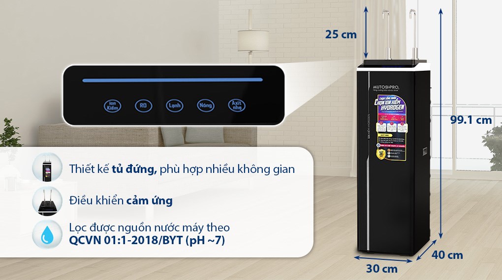 Máy lọc nước RO nóng nguội lạnh Hydrogen ion kiềm Mutosi MP-P89K 9 lõi