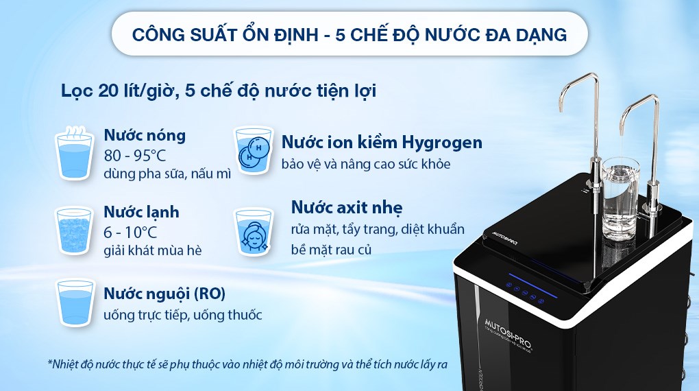 Máy lọc nước RO nóng nguội lạnh Hydrogen ion kiềm Mutosi MP-P89K 9 lõi