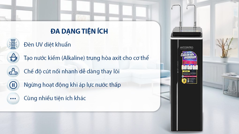 Máy lọc nước RO nóng nguội lạnh Hydrogen ion kiềm Mutosi MP-P89K 9 lõi