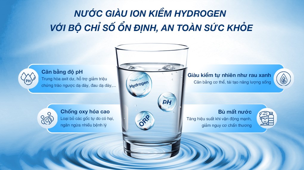 Máy chuyển đổi nước RO tạo nước nóng lạnh Hydrogen ion kiềm Mutosi MD-199H 1 lõi