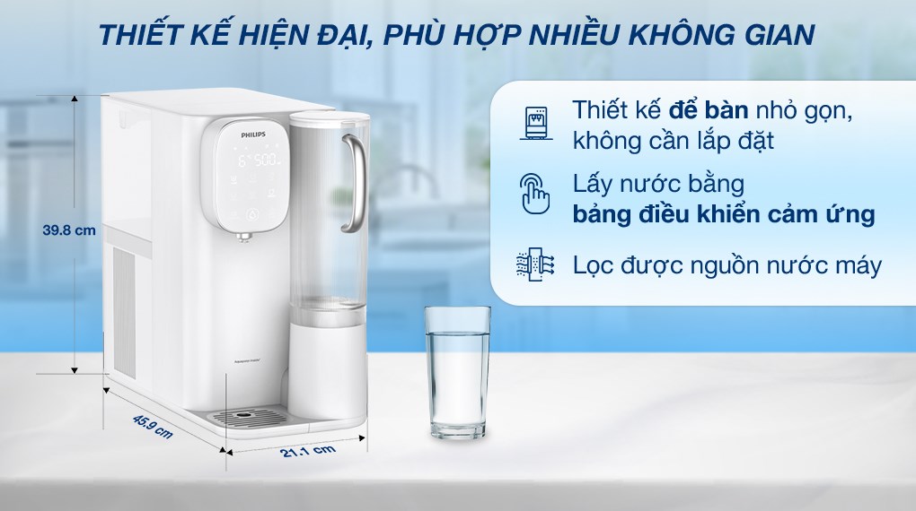 Máy lọc nước RO nóng nguội lạnh Philips ADD6912WH/74 2 lõi