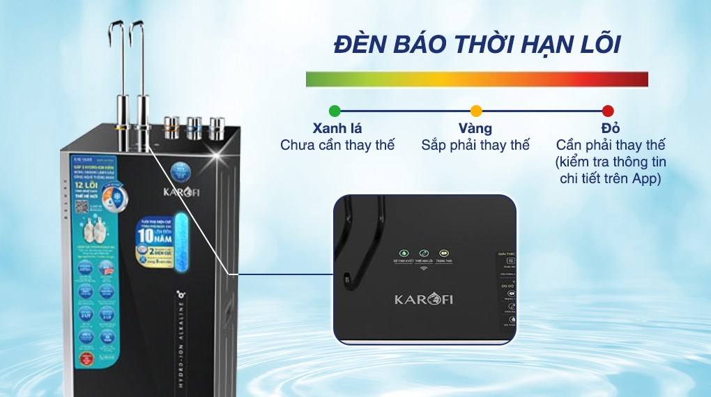 Máy lọc nước RO nóng nguội lạnh Hydrogen ion kiềm Karofi KAE-S688 12 lõi