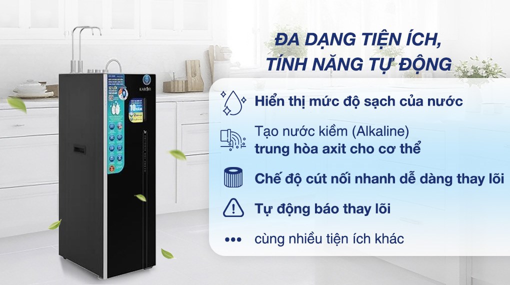 Máy lọc nước RO nóng nguội lạnh Hydrogen ion kiềm Karofi KAE-S688 12 lõi