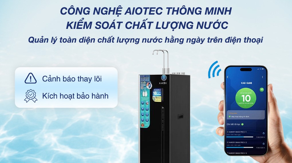 Máy lọc nước RO nóng nguội lạnh Hydrogen ion kiềm Karofi KAE-S688 12 lõi