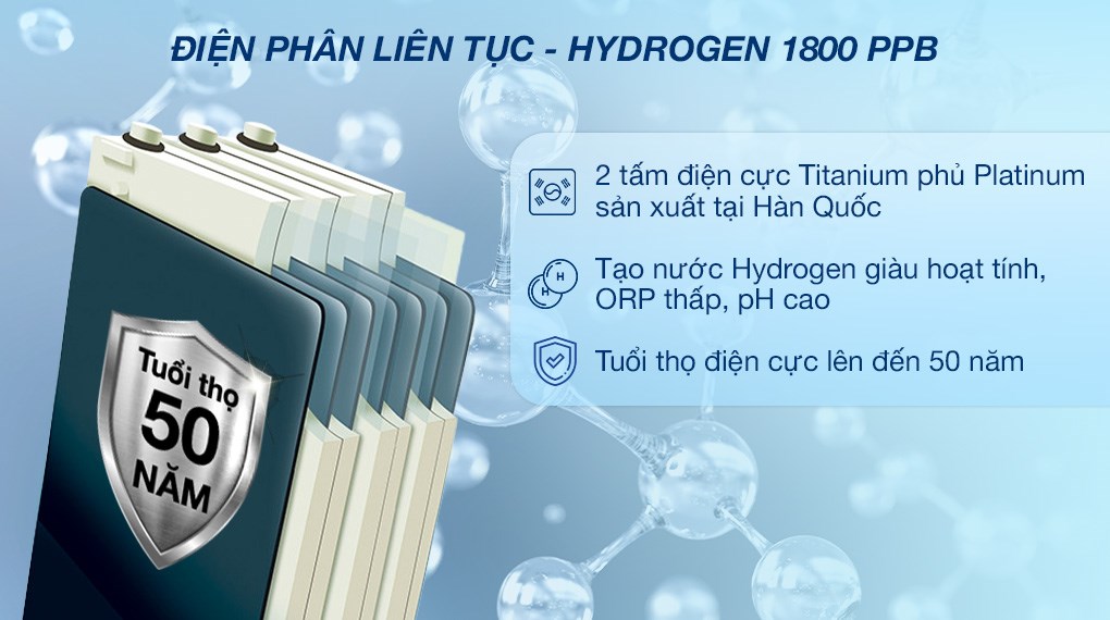 Máy lọc nước RO nóng nguội lạnh Hydrogen ion kiềm Hòa Phát HPA885 12 lõi