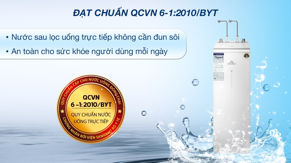 Máy lọc nước RO nóng nguội lạnh Hydrogen ion kiềm Hòa Phát HPA885 12 lõi