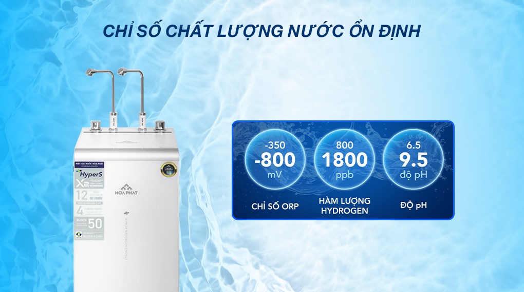 Máy lọc nước RO nóng nguội lạnh Hydrogen ion kiềm Hòa Phát HPA885 12 lõi