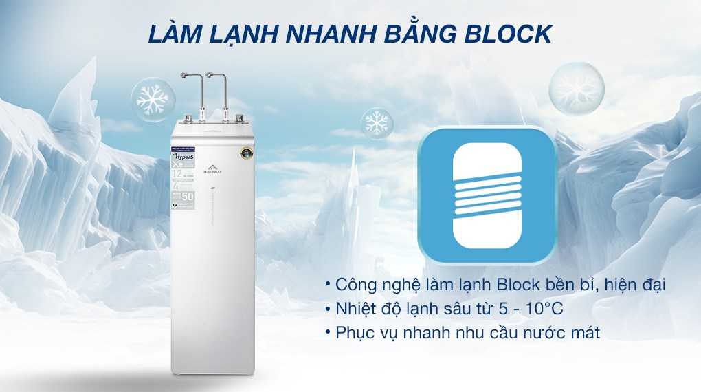 Máy lọc nước RO nóng nguội lạnh Hydrogen ion kiềm Hòa Phát HPA885 12 lõi