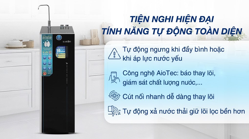 Máy lọc nước RO Hydrogen ion kiềm Karofi KAE-S66 12 lõi