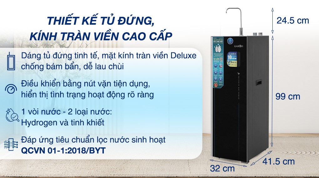 Máy lọc nước RO Hydrogen ion kiềm Karofi KAE-S66 12 lõi