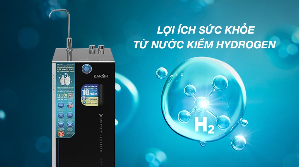 Máy lọc nước RO Hydrogen ion kiềm Karofi KAE-S66 12 lõi