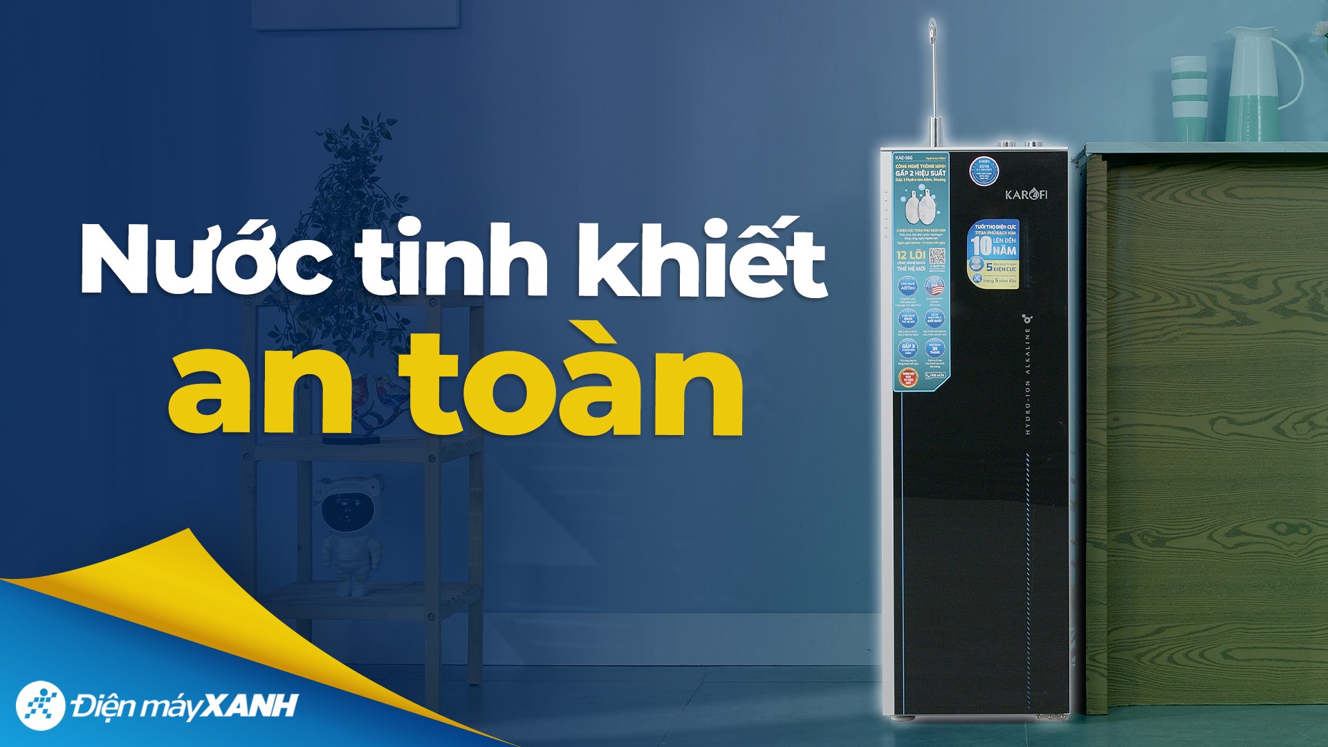 Máy lọc nước RO Hydrogen ion kiềm Karofi KAE-S66 12 lõi