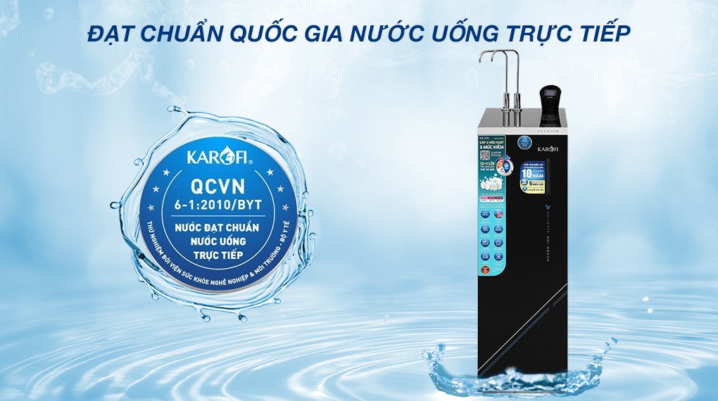 Máy lọc nước RO nóng nguội lạnh Hydrogen ion kiềm Karofi KAE-S695 13 lõi