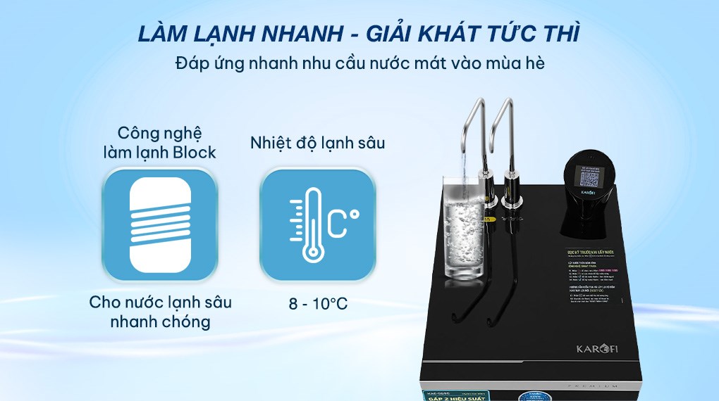 Máy lọc nước RO nóng nguội lạnh Hydrogen ion kiềm Karofi KAE-S695 13 lõi