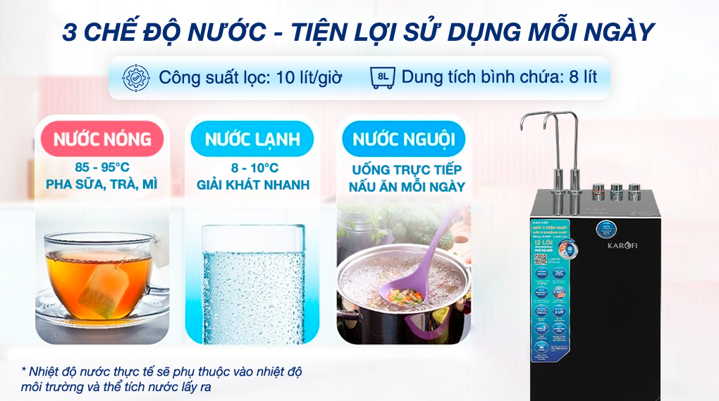 Máy lọc nước RO nóng nguội lạnh Hydrogen Karofi KAD-X59 12 lõi