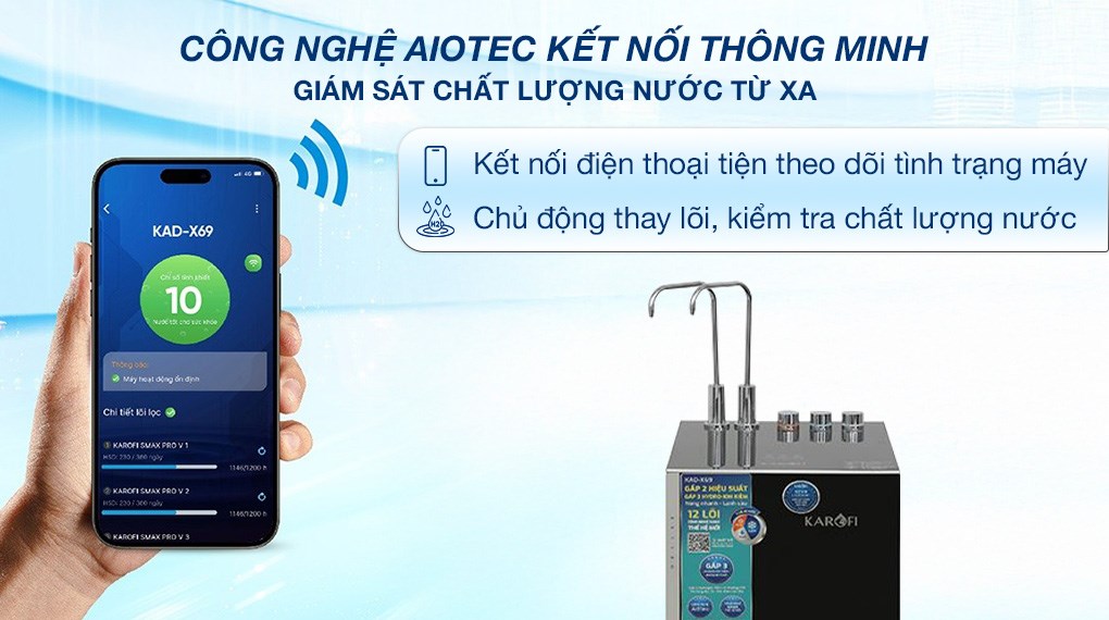 Máy lọc nước RO nóng nguội lạnh Hydrogen Karofi KAD-X69 12 lõi