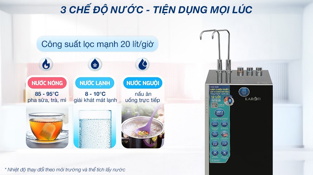 Máy lọc nước RO nóng nguội lạnh Hydrogen Karofi KAD-X69 12 lõi