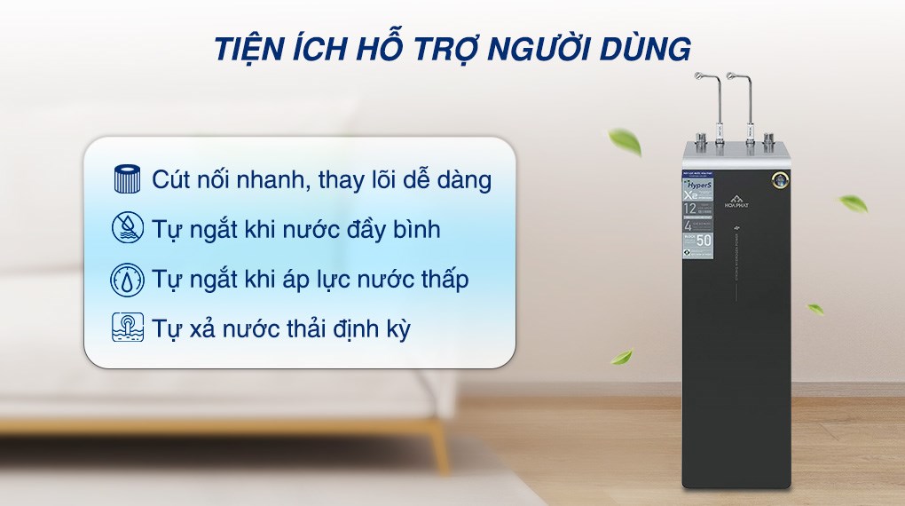 Máy lọc nước RO nóng nguội lạnh Hydrogen ion kiềm Hòa Phát HPA886 12 lõi