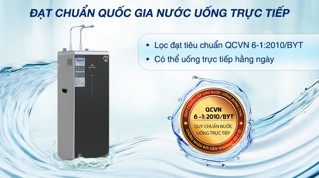 Máy lọc nước RO nóng nguội lạnh Hydrogen ion kiềm Hòa Phát HPA886 12 lõi