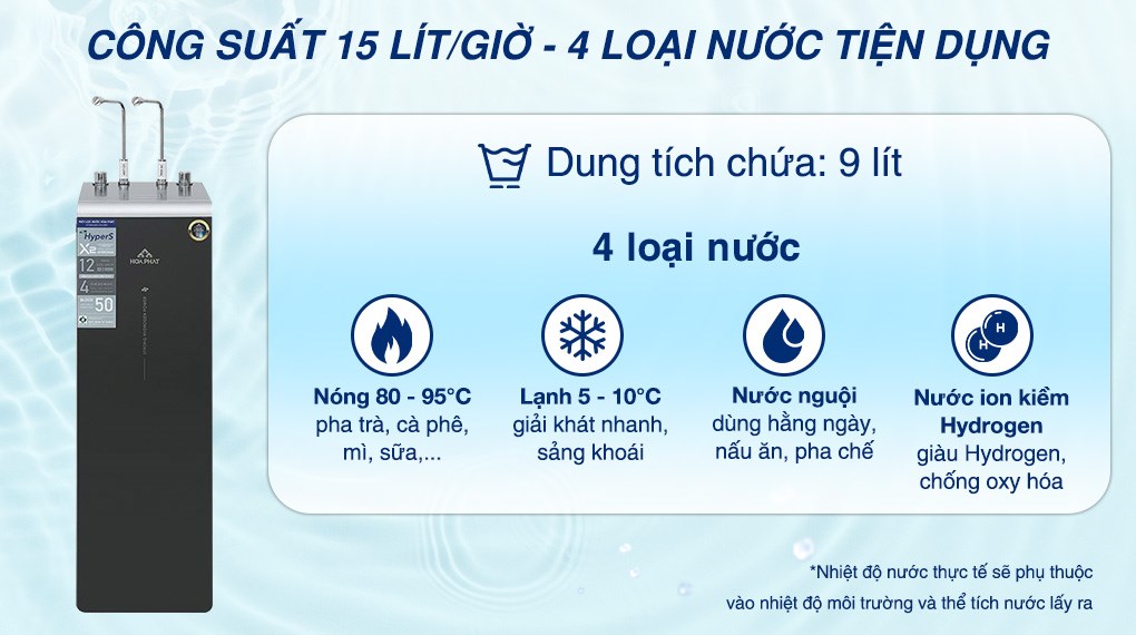Máy lọc nước RO nóng nguội lạnh Hydrogen ion kiềm Hòa Phát HPA886 12 lõi