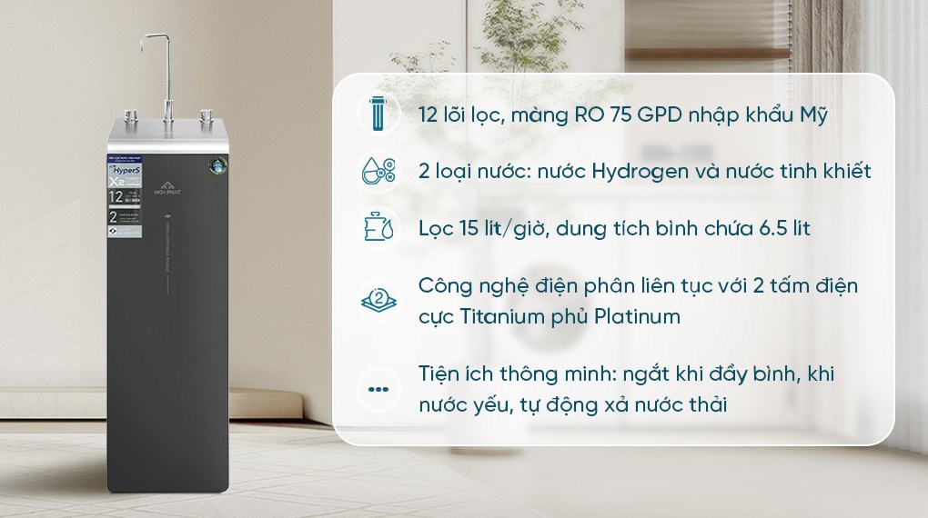 Máy lọc nước RO Hydrogen ion kiềm Hòa Phát HPA856 12 lõi