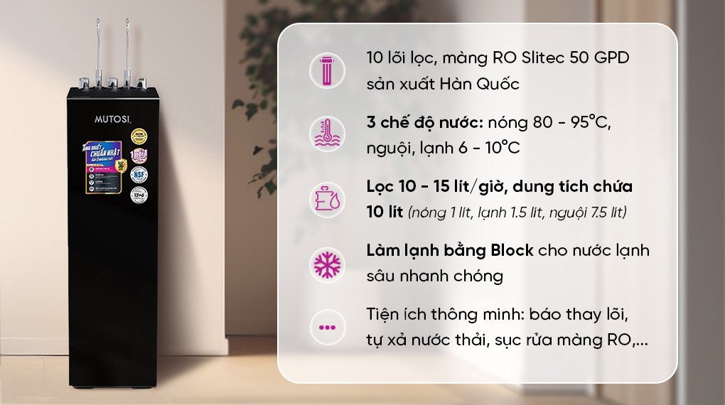 Máy lọc nước RO nóng nguội lạnh Mutosi MP-S129 10 lõi