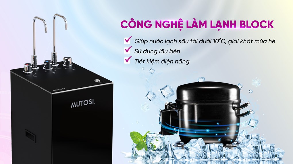 Máy lọc nước RO nóng nguội lạnh Hydrogen ion kiềm Mutosi MP-S129H 10 lõi