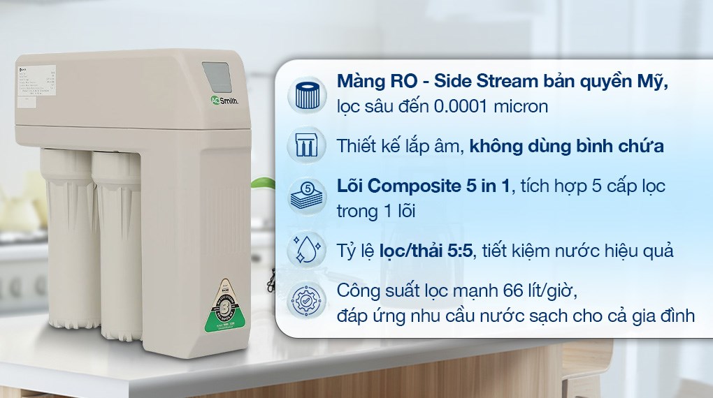 Máy lọc nước RO AOSmith R400E 2 lõi