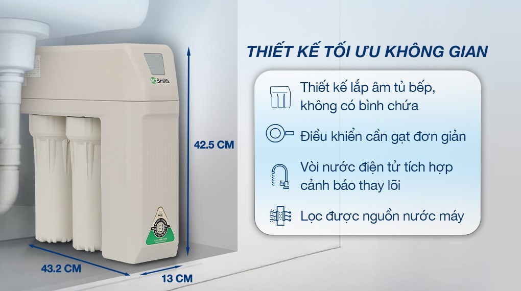 Máy lọc nước RO AOSmith R400E 2 lõi