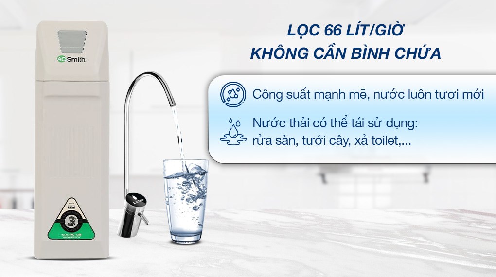 Máy lọc nước RO AOSmith R400E 2 lõi