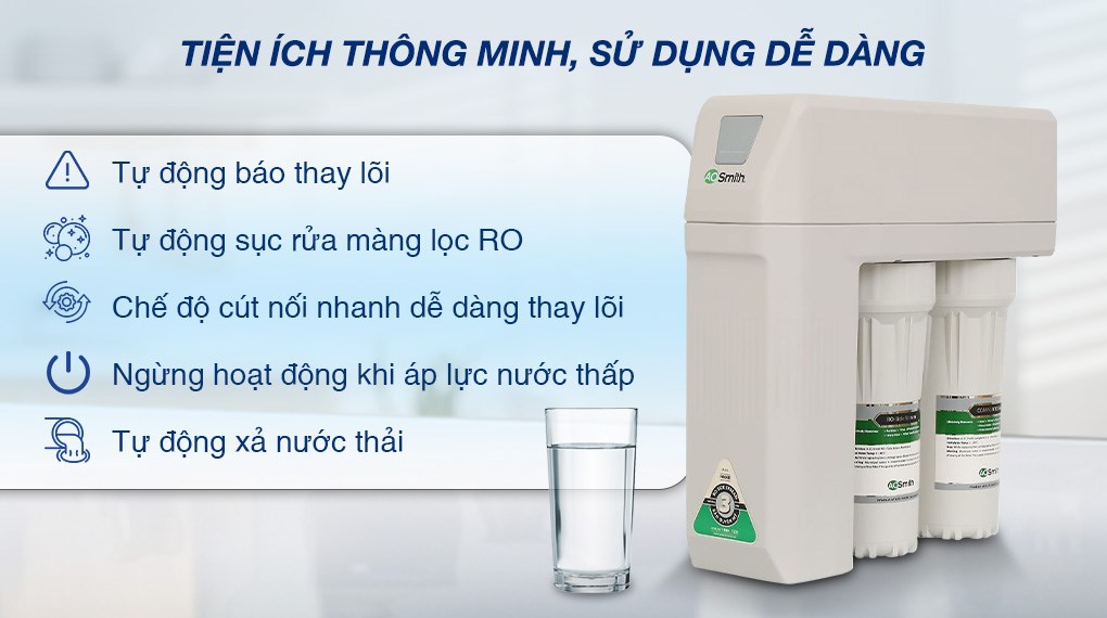 Máy lọc nước RO AOSmith R400E 2 lõi