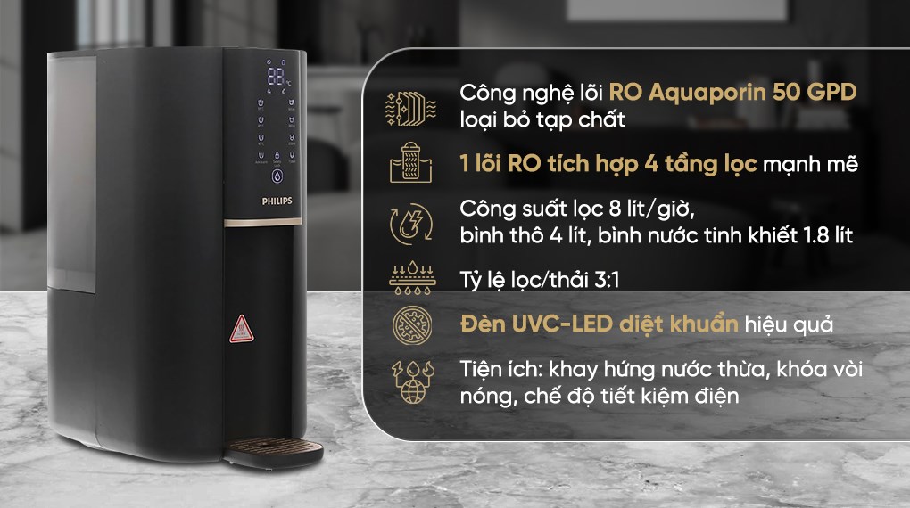 Máy lọc nước RO nóng nguội Philips ADD6901HBK01/90 1 lõi