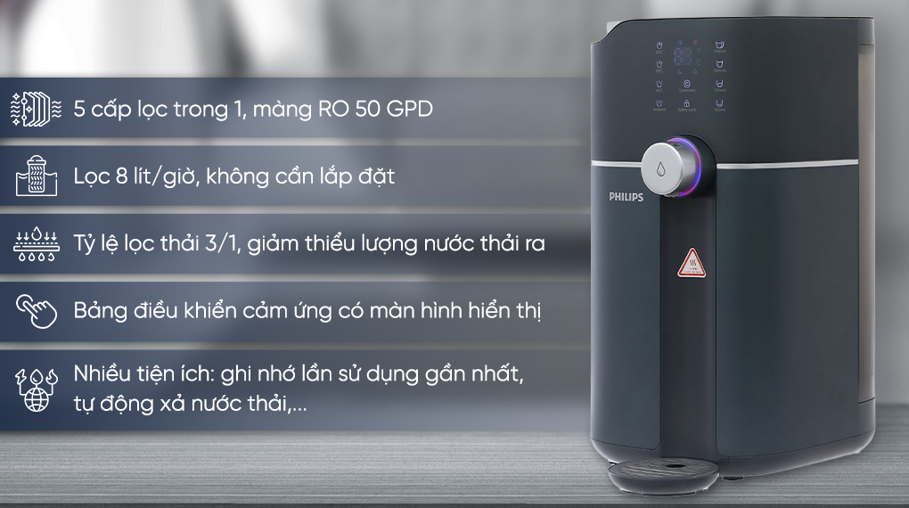 Máy lọc nước RO nóng nguội Philips ADD6910DG/90 1 lõi